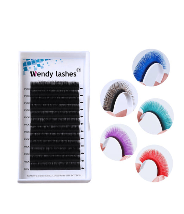 0.07mm Colorful Volume Eyelash Extensions Red/Blue/Green/Purple/Brown D Curl
